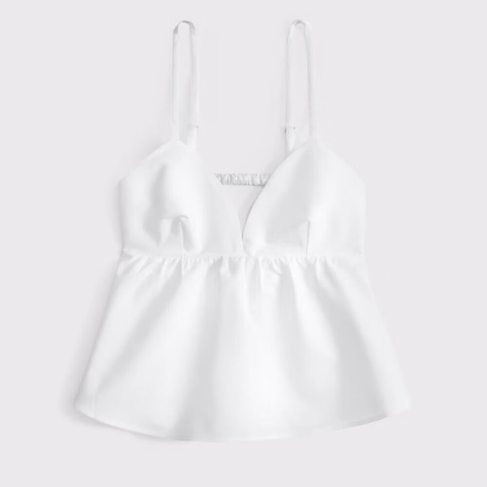 Abercrombie Poplin Peplum Top in White - Size Large